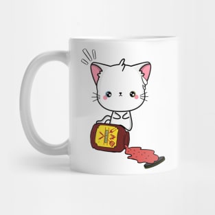 Funny Angora Cat Spills a jar of BBQ Sauce Mug